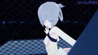 Sexo intenso no telhado à noite: POV hentai quente